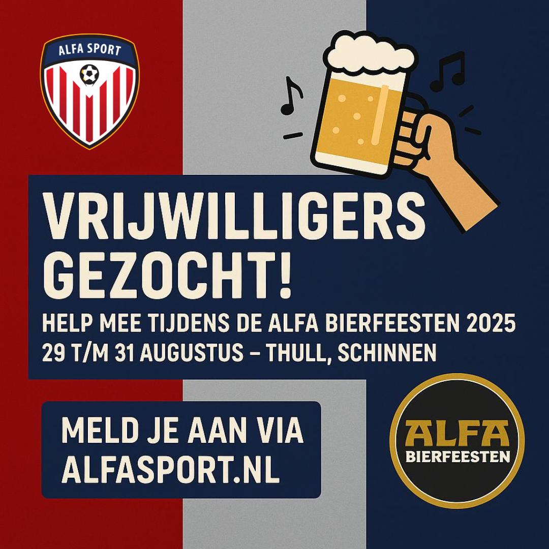 ALFA SPORT helpt bij de ALFA Bierfeesten! 🍺 Meld je aan als vrijwilliger!